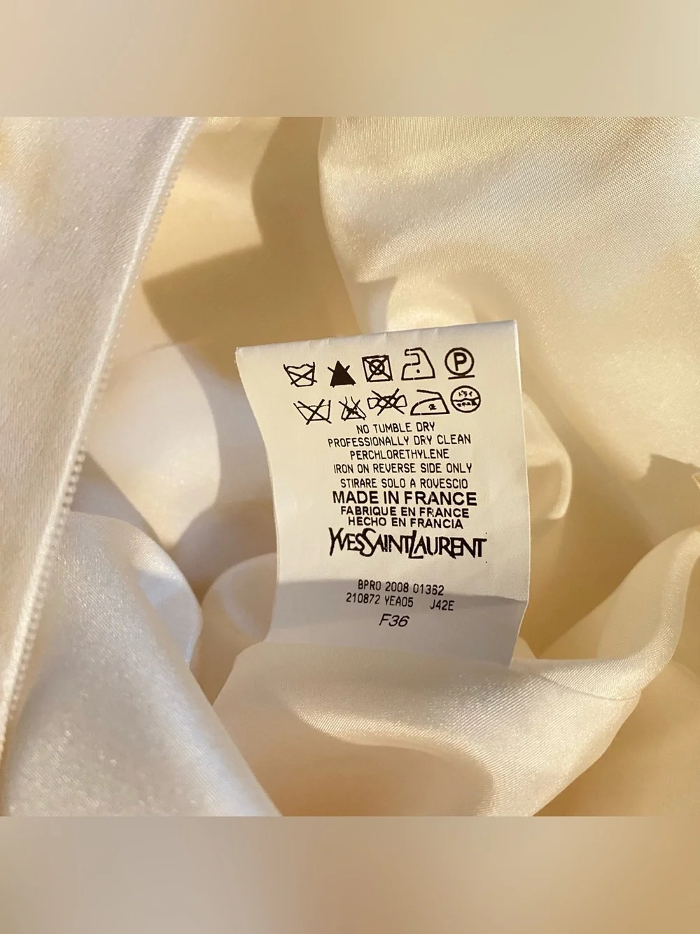 Vintage Yves Saint Laurent YSL 100% Silk Long Skirt Midi Cream White Chiffon XS - Picture 15 of 16